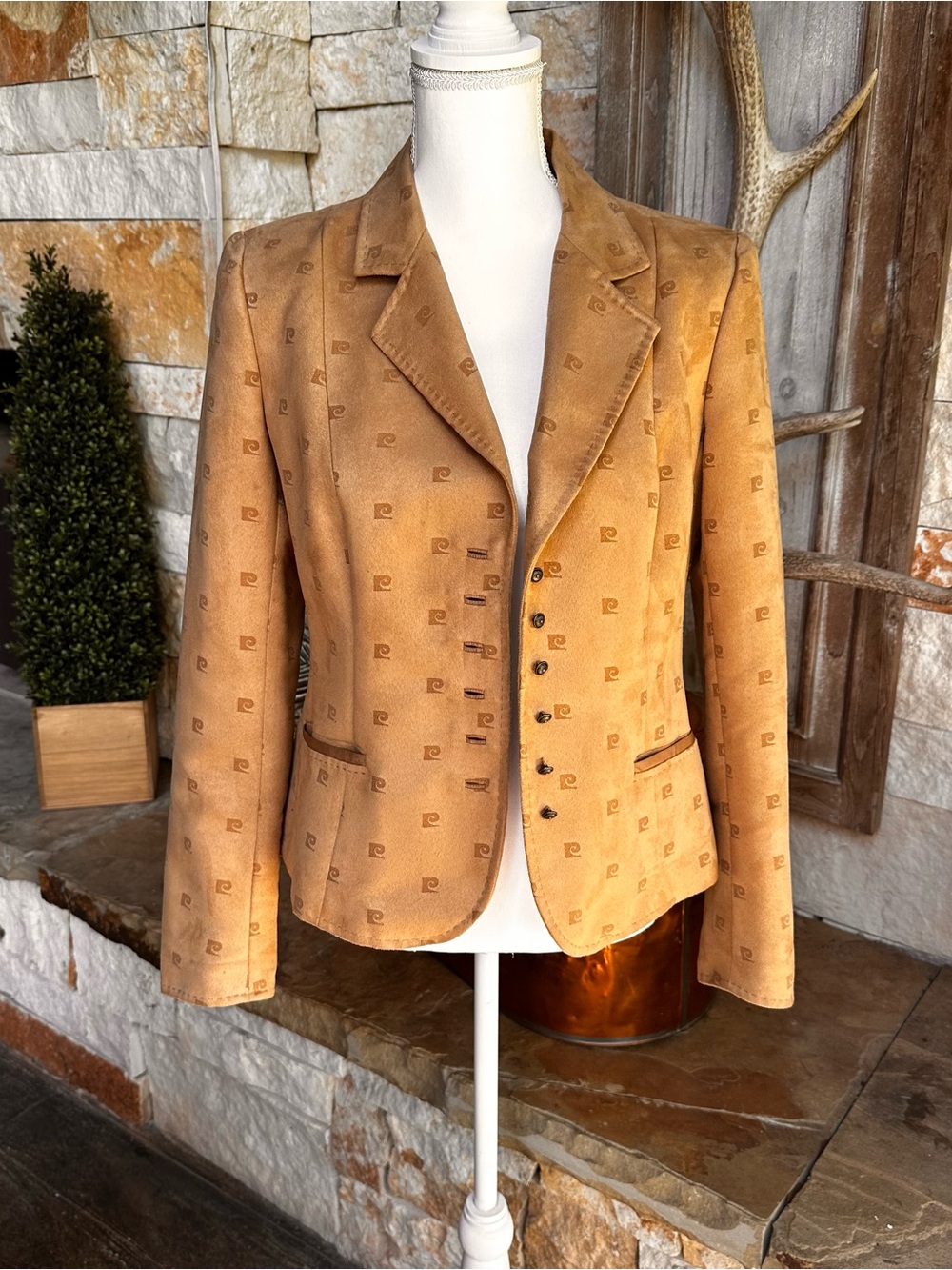 Luxury Women's Tan Velvet Blazer Jacket